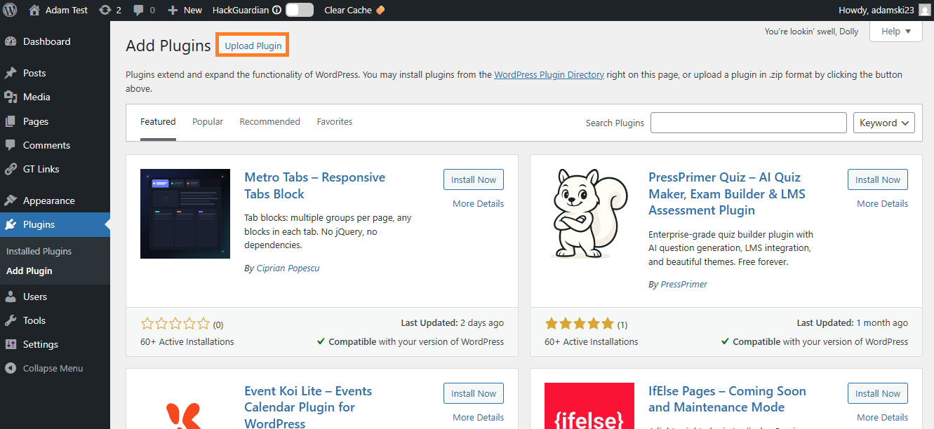 Upload Plugin WordPress